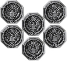 SHOP AWARDS AND GIFTS Service Lapel Pins, US Federal Government Logo Seal, Recognition Gift, 5/8 Inch, Pack of 6, Silver, 25 Years