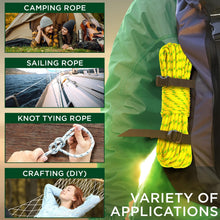 TECEUM Rope – 90 Feet x 1/4 Inch (7mm) – Neon Mix – Strong All-Purpose Utility Rope – Camping, Crafting, Flag Pole, Indoor & Outdoor – Polypropylene Nylon Poly Lightweight Diamond Braided Cord