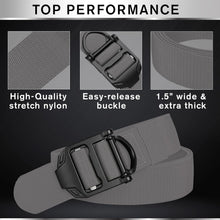 TECEUM Tactical Belt – Gray B4 L – Heavy-Duty Military, Work, Hiking,Rigger, Utility, EDC Men’s Belts – Quick-Release – Nylon Web