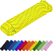 TECEUM Rope – 90 Feet x 1/4 Inch (7mm) – Neon Mix – Strong All-Purpose Utility Rope – Camping, Crafting, Flag Pole, Indoor & Outdoor – Polypropylene Nylon Poly Lightweight Diamond Braided Cord