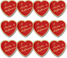 SHOP AWARDS AND GIFTS 5/8 Inch Gold Heart Red Enameled I Make A Difference Lapel Pin, Employee Appreciation Staff Recognition Award Inspirational Motivational Gifts, Pack of 12