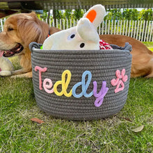 1pc personalized cotton rope dog toy basket, pet toy storage basket, pet name gift basket, holiday decoration gift, Easter gift
