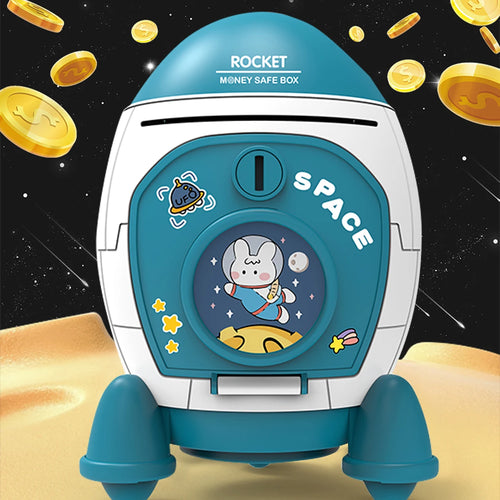 Piggy Bank Toys, Rocket Spacecraft Large Capacity Key Unlocking Puzzle
