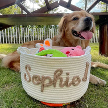 1pc personalized cotton rope dog toy basket, pet toy storage basket, pet name gift basket, holiday decoration gift, Easter gift