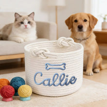 1pc personalized cotton rope dog toy basket, pet toy storage basket, pet name gift basket, holiday decoration gift, Easter gift