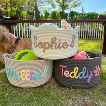 1pc personalized cotton rope dog toy basket, pet toy storage basket, pet name gift basket, holiday decoration gift, Easter gift