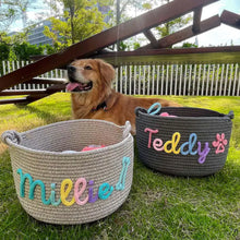 1pc personalized cotton rope dog toy basket, pet toy storage basket, pet name gift basket, holiday decoration gift, Easter gift