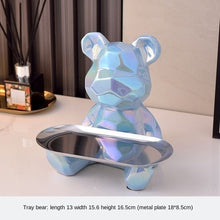 Geometric Bear Statue With Tray Storage, Ceramic Plating Piggy Bank,