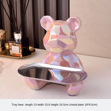 Geometric Bear Statue With Tray Storage, Ceramic Plating Piggy Bank,