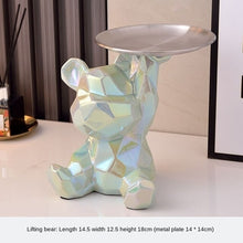 Geometric Bear Statue With Tray Storage, Ceramic Plating Piggy Bank,