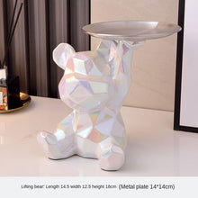 Geometric Bear Statue With Tray Storage, Ceramic Plating Piggy Bank,