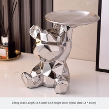 Geometric Bear Statue With Tray Storage, Ceramic Plating Piggy Bank,