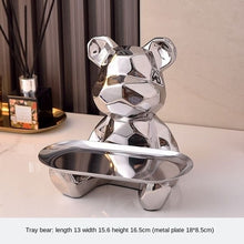 Geometric Bear Statue With Tray Storage, Ceramic Plating Piggy Bank,