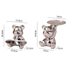 Geometric Bear Statue With Tray Storage, Ceramic Plating Piggy Bank,