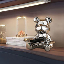 Geometric Bear Statue With Tray Storage, Ceramic Plating Piggy Bank,