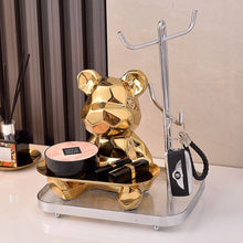 Geometric Bear Statue With Tray Storage, Ceramic Plating Piggy Bank,