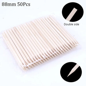 100/50pcs Nail Art Pusher Orange Wood Sticks Cuticle Pusher Remover