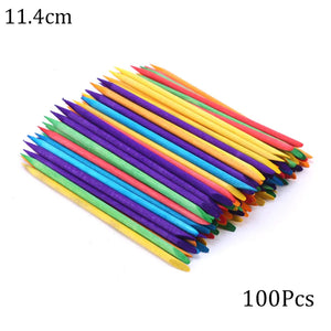100/50pcs Nail Art Pusher Orange Wood Sticks Cuticle Pusher Remover