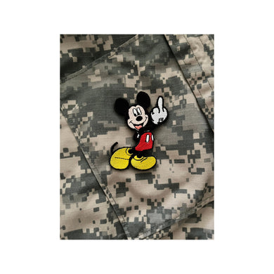 MICKEY MOUSE MIDDLE FINGER CUTOUT MORALE PATCH.