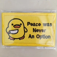 1pc Funny Duck with Knife Velcros Patch Peace Never an Option, Cute Meme for Tactical Molle Bag Jacket, Jeans, Iron-On DIY Craft
