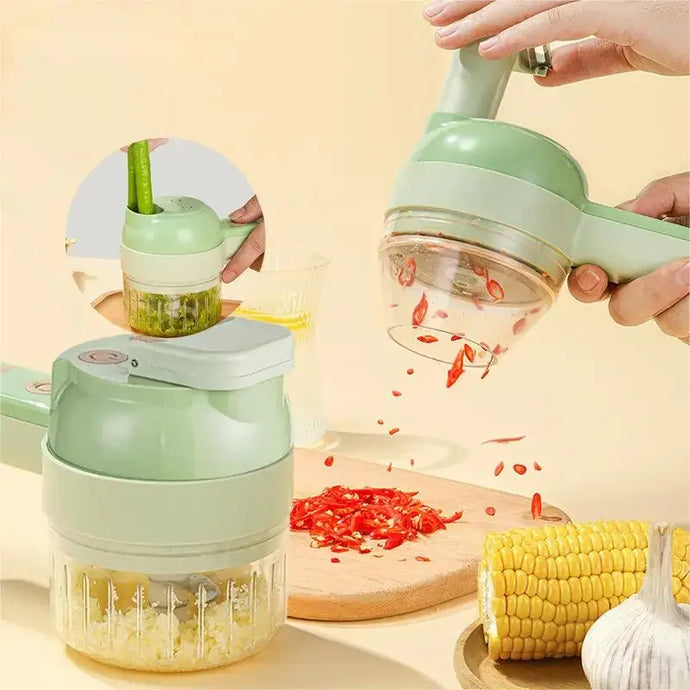 4In1 Electric Vegetable Cutter Set Handheld Wireless Electric Garlic