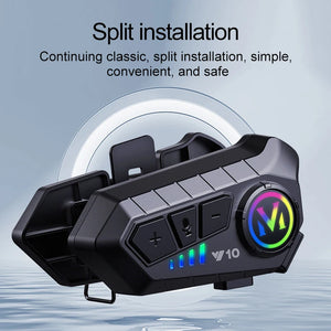 2PCS Y10 2x Motorcycle Intercom Headset Helmet BT 5.3 For 2 Riders