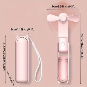 Portable Mini Fan, USB Rechargeable, 3-speed Adjustable, Foldable
