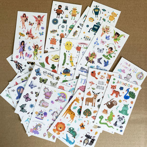 30pcs Temporary Tattoos for Children Unicorn Mermaid Car Fruit Cartoon