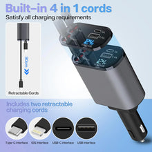 120/66w 4 IN 1 Retractable Car Charger Mobile Phone USB PD Type C