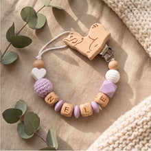 Personalized Pacifier Clip Custom Name Baby Teether Holder BPA Free Silicone Beads Wood Cat Dummy Chain Soother Clip Shower Gift