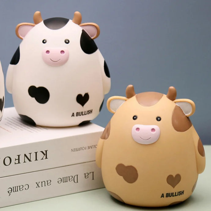 1PC Cute Cow Piggy Bank Money Plastic Coin For Attracting Money Jar