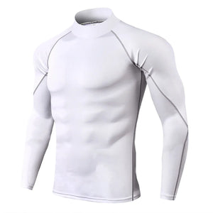 Men Bodybuilding Sport T-shirt Quick Dry Running Shirt Long Sleeve