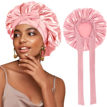 New Satin Solid Sleeping Hat With Stretchy Tie Band Elastic For Women