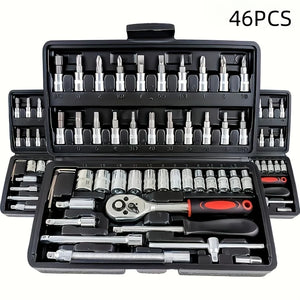 46pcs Ultimate Auto Marine Tool Kit with Socket Wrench Ratchet Set and