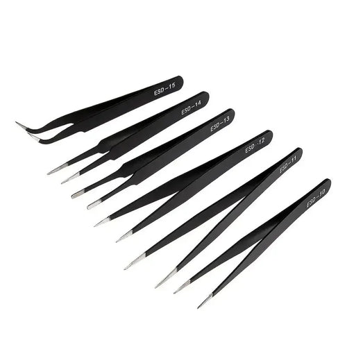 6-Piece ESD Anti-Static Tweezers Set, Precision Stainless Steel Tools
