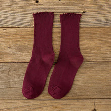 1 Pair Women's Lace Trim Ruffle Socks Cotton Stacked Socks Mid Calf