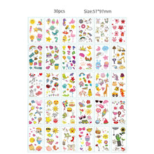 30pcs Temporary Tattoos for Children Unicorn Mermaid Car Fruit Cartoon