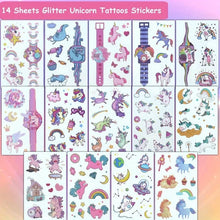 14 Sheets Glittering Unicorn Tattoo Stickers for Personalized