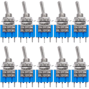 10Pcs DIY Toggle Switch ON-OFF-ON  3Pin 3 Position Latching MTS-103