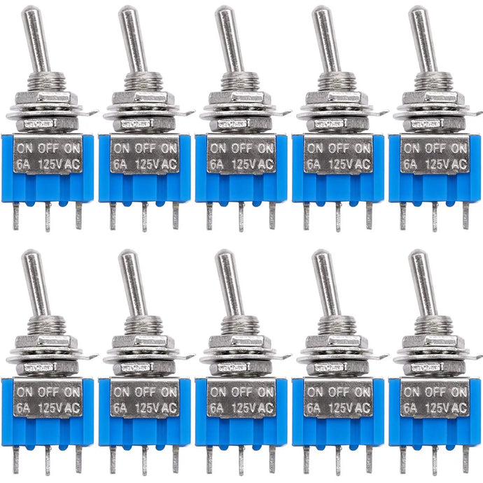 10Pcs DIY Toggle Switch ON-OFF-ON  3Pin 3 Position Latching MTS-103