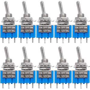 10Pcs DIY Toggle Switch ON-OFF-ON  3Pin 3 Position Latching MTS-103