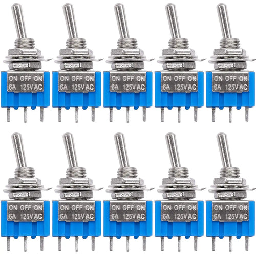 10Pcs DIY Toggle Switch ON-OFF-ON  3Pin 3 Position Latching MTS-103