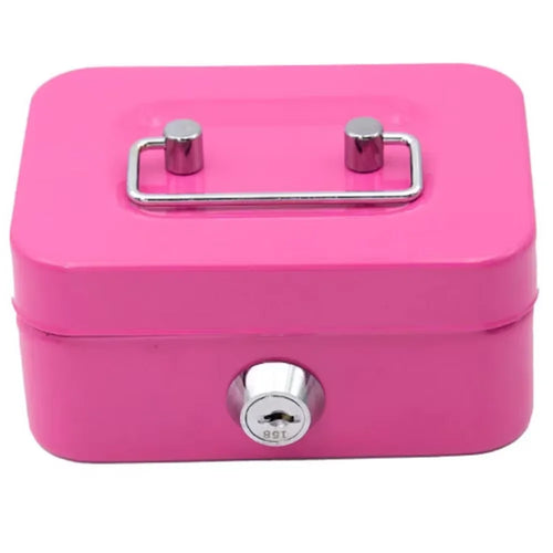 Lockable Money Safe Box with Key Metal Cash Box Portable Piggy Bank