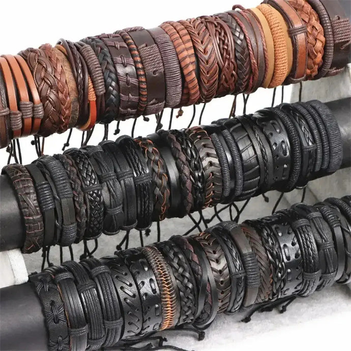 10PCS Random Style Men's Women's Webbing, Rope,Leather Bracelet