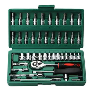 46pcs Ultimate Auto Marine Tool Kit with Socket Wrench Ratchet Set and
