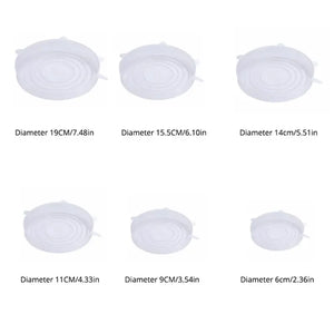 6Pcs/Set Transparent Silicone Kitchen Utensils Fresh-keeping Stretch