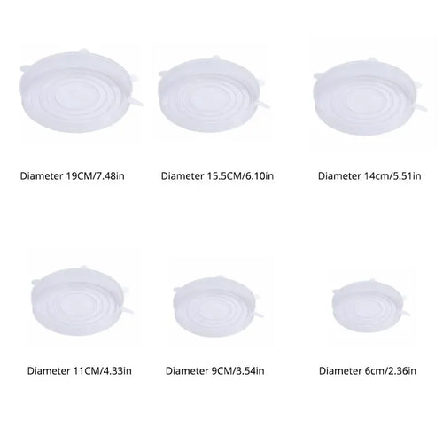 6Pcs/Set Transparent Silicone Kitchen Utensils Fresh-keeping Stretch