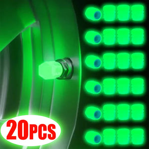 1-20PCS Luminous Car Tire Valve Cap Fluorescent Night Glowing Decor