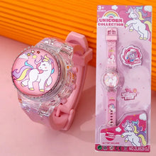 Fashion Creative Gyro Turntable Unicorn Light up Watch Students Watch