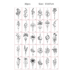 30pcs Temporary Tattoos for Children Unicorn Mermaid Car Fruit Cartoon